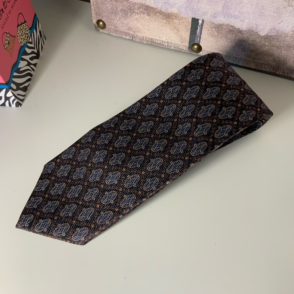 Nordstrom Elegant Blue and Brown Patterned Tie